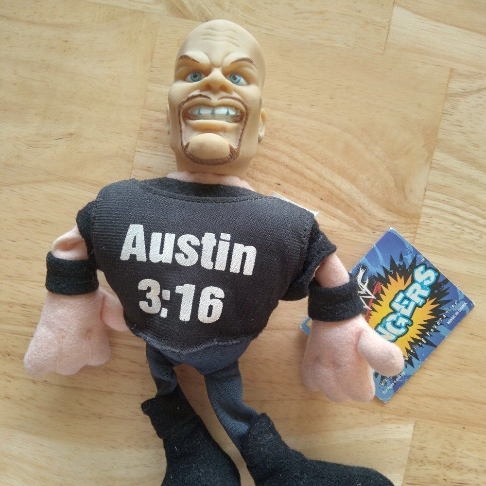 NWT Vintage WWF Bangers Stone Cold Steve Austin Plush Doll Toy